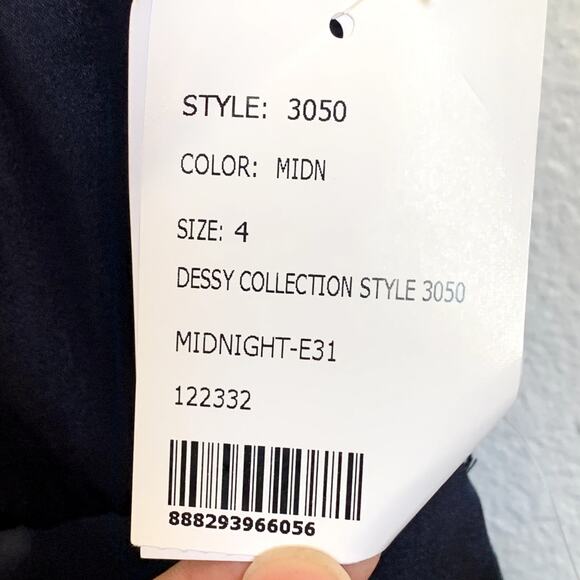 NWT Dessy Collection Charmeuse Cap Sleeve Gown Dress in Midnight Blue - Picture 8 of 8